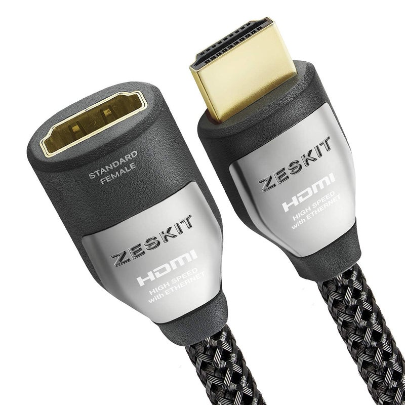 Zeskit Cinema Plus 4K 3ft Male to Female High Speed HDMI Extension Cable 22.28Gbps Compatible with 4K 60Hz Dolby Vision HDR ARC HDCP 2.2 Roku Fire TV Stick Xbox PS4 Pro Apple TV LG Sony Samsung - Image 1